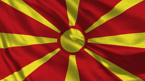 Macedonia Flag Loop - Realistic 4K - 60 fps flag waving in the wind. Seamless loop with highly detailed fabric texture. Loop ready in 4k resolution