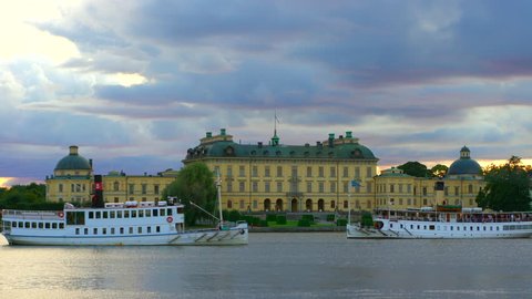 Drottningholm, Sweden - AUGUST 15, 2018: Steamboats trafficing Drottningholm Palace, Stockholm, Sweden.