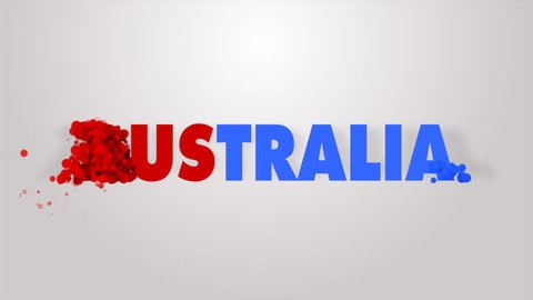 Electric and Futuristic 3D for country name AUSTRALIA arises on color flag concept. animated for intros and explosive event grand openings.
