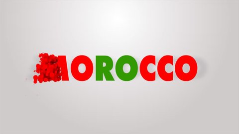 Electric and Futuristic 3D for country name MOROCCO arises on color flag concept. animated for intros and explosive event grand openings.