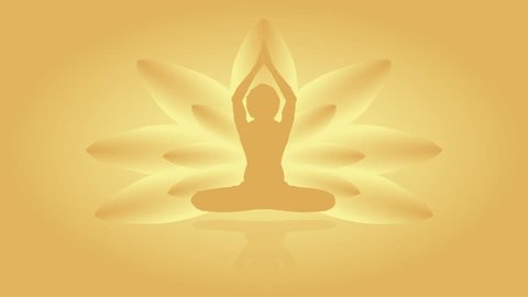 Meditation lotus position Parvastasna pose yoga graphic golden glitter motion animation HD video footage