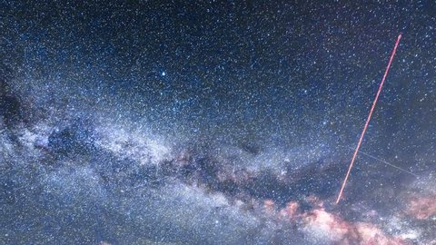 Perseid Meteor Shower Milky Way Time Lapse video. Beautiful astronomy timelapse of twinkling stars and planets. Stars rotate over Earth. Star Time Lapse, Milky Way Galaxy Moving Across the Night Sky.