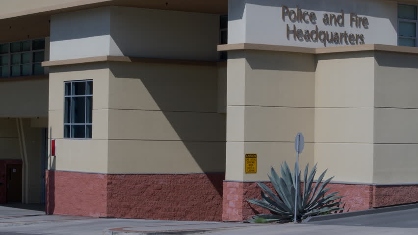 POLICE AND FIRE HEADQUARTERS ESTABLISHING SHOT  4K, 10 BIT