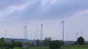 hd video time lapse Windmills for electric power production , Windmills i at Khao Kho, Phetchabun, Thailand