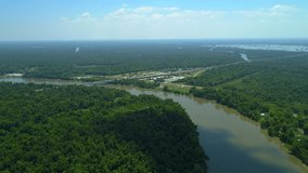 Drone footage of the Atchafalaya River Louisiana visitor center Breaux Bridge