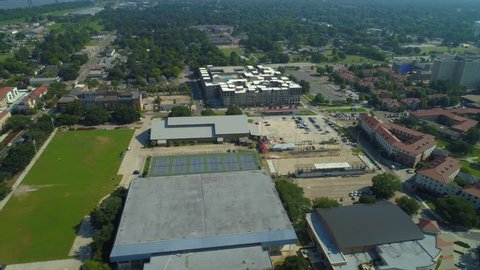 Drone footage Louisiana College Campus or generic hospital scene 4k 24p