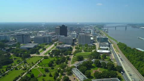Drone footage Baton Rouge Louisiana State Capitol Building 4k