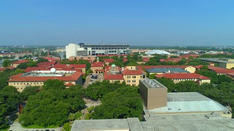 BATON ROUGE, LOUISIANA, USA - AUGUST 1, 2018: Aerials LSU Louisiana State University USA shot with a drone