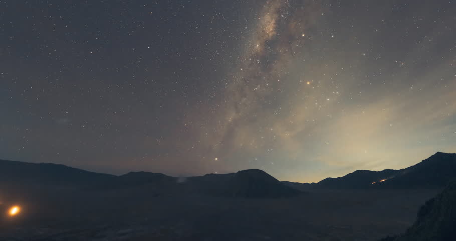 Mount Bromo misty night star trail time-lapse video clip, Indonesia | Shutterstock HD Video #1015136698