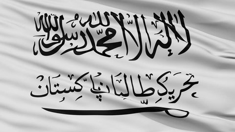Tehrik I Taliban Flag, Closeup View Realistic Animation Seamless Loop - 10 Seconds Long