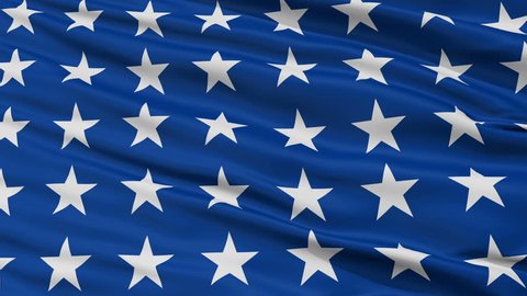 Us Naval Jack 48 Stars Flag, Closeup View Realistic Animation Seamless Loop - 10 Seconds Long