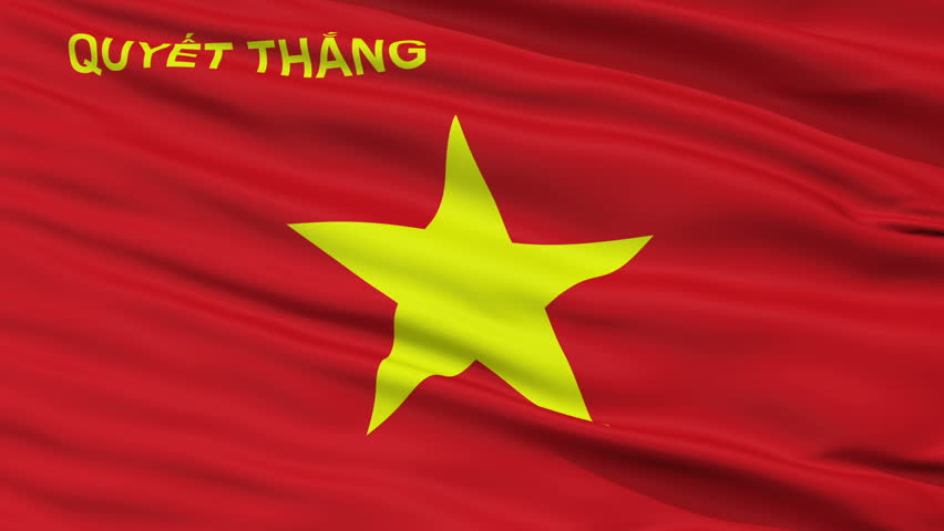 The Peoples Army Of Vietnam Flag, Closeup View Realistic Animation Seamless Loop - 10 Seconds Long