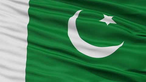 Naval Ensign Of Pakistan Flag, Closeup View Realistic Animation Seamless Loop - 10 Seconds Long
