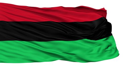 Panafrican Unia Afro American Black Liberation Flag, Isolated View Realistic Animation Seamless Loop - 10 Seconds Long