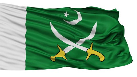 The Pakistani Army Flag, Isolated View Realistic Animation Seamless Loop - 10 Seconds Long
