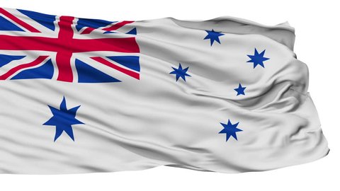 Naval Ensign Of Australia Flag, Isolated View Realistic Animation Seamless Loop - 10 Seconds Long