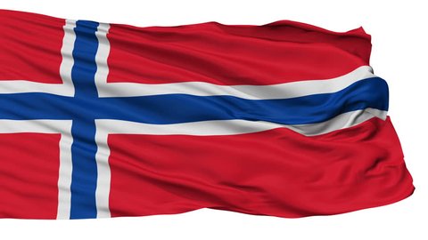 Norway Flag, Isolated View Realistic Animation Seamless Loop - 10 Seconds Long
