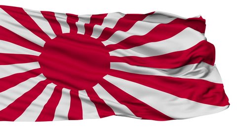 Naval Ensign Of Japan Flag, Isolated View Realistic Animation Seamless Loop - 10 Seconds Long