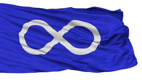 Metis Blue Indian Flag, Isolated View Realistic Animation Seamless Loop - 10 Seconds Long