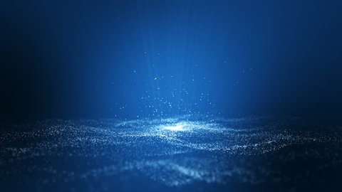 Стоковое видео: blue background, digital signature with wave particles, sparkle, veil and space with depth of field. The particles are white light lines.