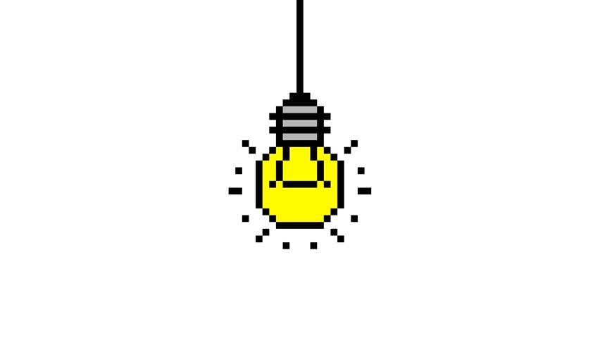 pixel art light bulb turning on Stock Footage Video (100% Royalty-free