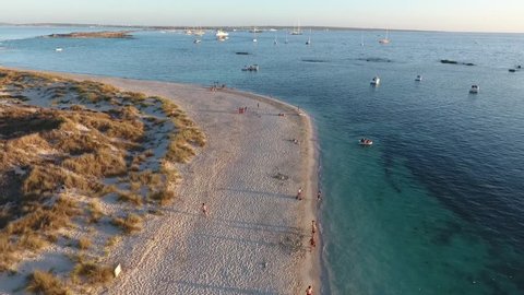 Drone footage of the beautiful island of San Espalmador, Formentera.