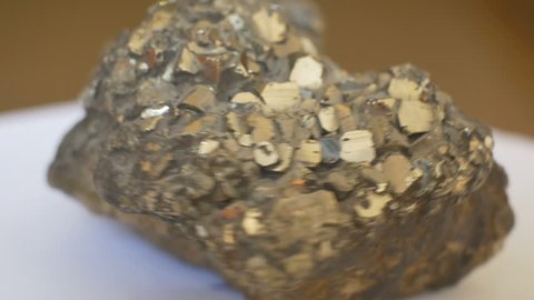 View of Pyrites geological rock sample.