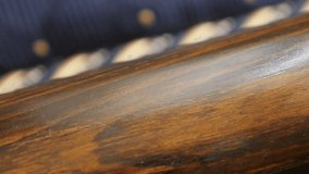 Details of ancient upholstery work on easy chair 4K footage