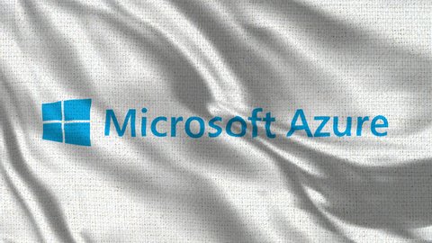 08/18/2018 ISTANBUL Microsoft Azure Flag Loop - Realistic 4K - 60 fps flag waving in the wind. Seamless loop with highly detailed fabric texture. Loop ready in 4K resolution