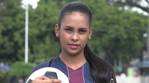 Serious Hispanic Teen Girl Soccer Athlete
