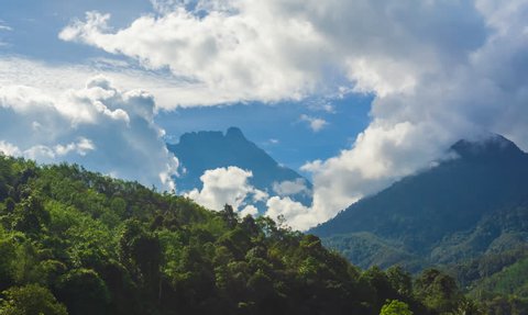 Beautiful Dancing Clouds Around Mount Kinabalu Stock Footage Video (100 ...