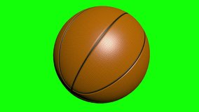 Basketball rotating, seamless loop. 4K UHD Full HD animated video of isolated photorealistic basketball rotating on the green screen. Rotation on a transparent background, ready to use for any footage