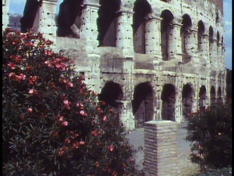 ROME, ITALY, 1988, Coliseum, medium shot, tilt up