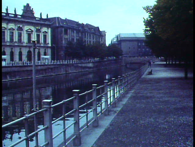 EAST BERLIN, EAST GERMANY, 1988, wide shot classical buildings, no people, bleak