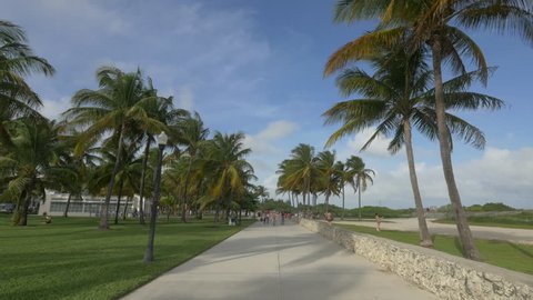 Miami , United States - July, 2016: Walkway in Miami Beach