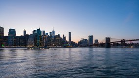 Hyperlapse video of Manhattan skyline and Brooklyn Bridge