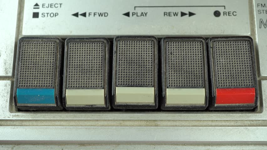 Pressing Rewind Button on a Vintage Tape Player Royalty-Free Stock Footage #1015246579