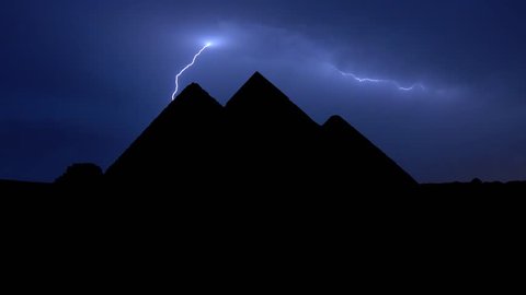 The Great Pyramids of Giza, near Cairo, Egypt, Thunderstorm Timelapse
