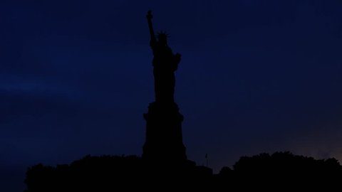The Statue of Liberty of New York City, USA, Thunderstorm Timelapse