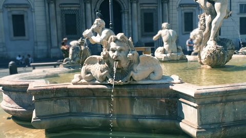 Moor Fountain (Fontana del Moro), Piazza Navona in Rome, Italy. 