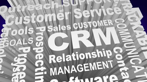 CRM Customer Relationship Management Software System Word Collage 3d Animation