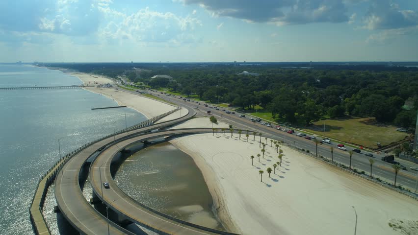 Aerial footage Biloxi Beach Mississippi