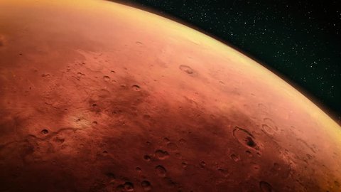 Orbiting Planet Mars. High quality 4K CG animation.