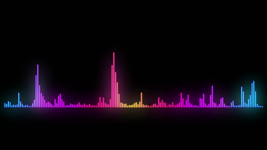 Audio Spectrum Glow Simulation use for Music and Computer Calculating. Multicolored Sound Waves Royalty-Free Stock Footage #1015276921