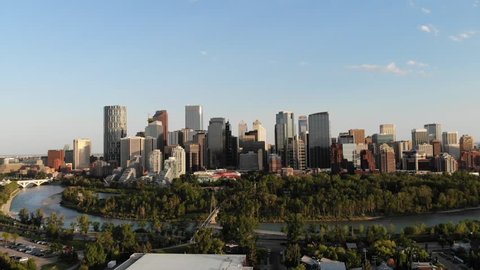 City Of Calgary at 9 PM on Thursday evening. Lovely summer night as the city prepares for Stampede.