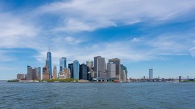 4k hyperlapse video of Lower Manhattan skyline in daytime