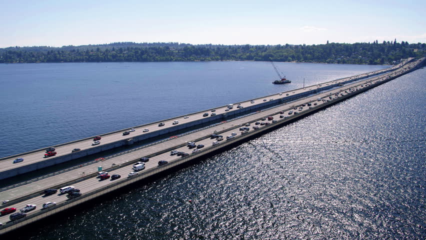 Interstate 90 Lake Washington Bridge Construction Aerial
