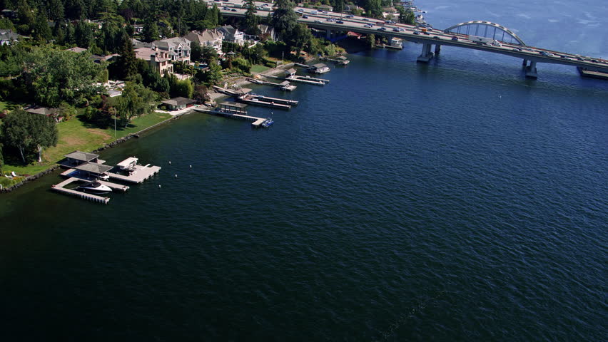 I-90 Bridge Summer Aerial Over Lake Washington