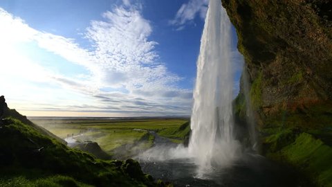 Seljalandfoss Waterfall Sunset Iceland Horizontal Shot Stock Photo ...