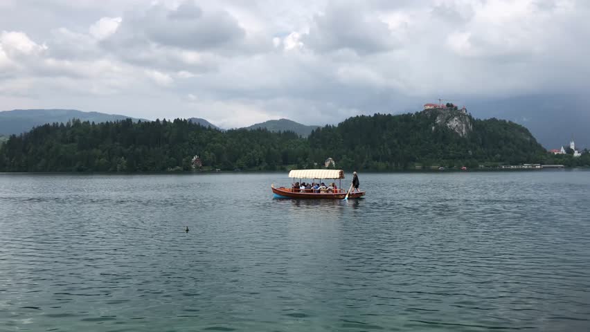 Boats at lake bled in Slovenia